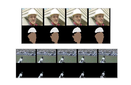Examples of automatically segmented and
tracked video objects
